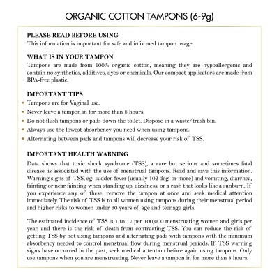 Elixir 100% Organic Cotton Tampons (16Ct) | Coco March